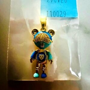 Gold and Blue Bear Pendant